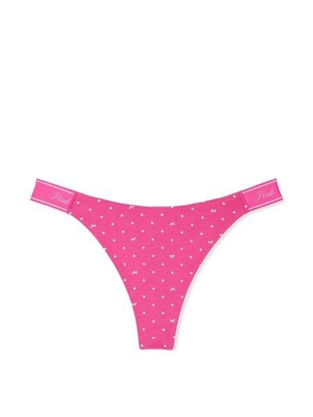 Трусики-стринги женские хлопковые PINK Victoria's Secret Logo Cotton High-Leg Thong розовые vz4-bmz-cj0 фото