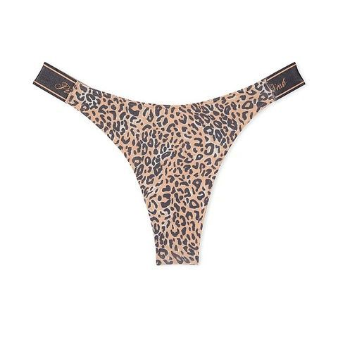 Трусики-стринги женские хлопковые PINK Victoria's Secret Logo Cotton High-Leg Thong леопардовые ezy-al9-aw2 фото