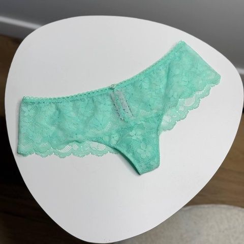 Трусики-стринги женские люксовые кружевные Victoria's Secret бирюзовые o5e-2jt-4a3 фото