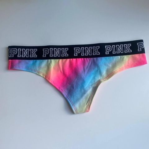 Трусики-стринги женские хлопковые с лого PINK Victoria's Secret Thong Panty разноцветные qkg-myb-qwq фото