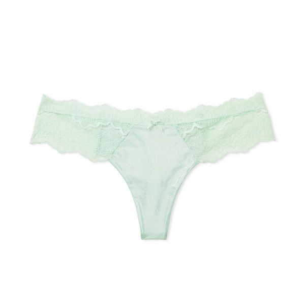Трусики-стринги женские люксовые Victoria's Secret Lace-Trim Smooth Shimmer Thong Panty светло-зеленые vps-apb-rut фото