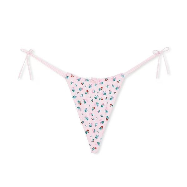 Трусики-стрінги жіночі бавовняні PINK Victorias Secret Cotton Side-Tie V-String Panty білі zzl-q9o-7kz фото