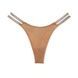 Трусики-стрінги жіночі люксові зі стразами Victoria's Secret Double Shine Strap Smooth Thong Panty бежеві lj2-mo7-u5l фото 2