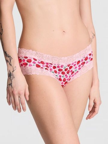 Трусики-чики женские хлопковые с кружевом&nbsp;PINK Victoria's Secret Wink Lace-Trim Cheeky Panty розовые 9se-2ef-hyb фото