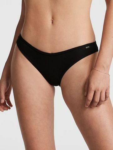 Трусики-бикини женские хлопковые PINK Victoria's Secret черные 82u-1gt-6ka фото