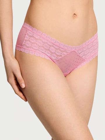 Трусики-чики женские кружевные Victoria's Secret Daisy Lace Cheeky Panty розовые etf-2up-2x0 фото