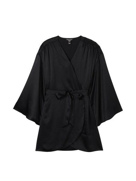 Халат сатиновый черный Victoria's Secret Satin Short Robe m0t-xcm-sb2 фото