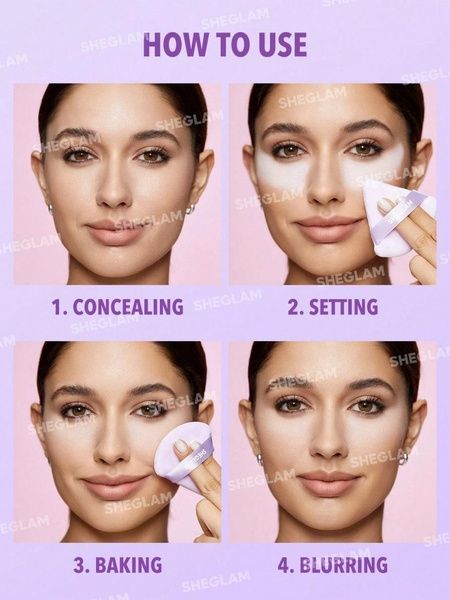 Мягкий спонж для нанесения пудры сиреневый Sheglam Insta-Ready Powder Puff (3 шт) 237-ii4 фото