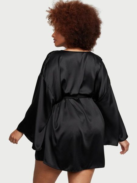 Халат сатиновый черный Victoria's Secret Satin Short Robe m0t-xcm-sb2 фото