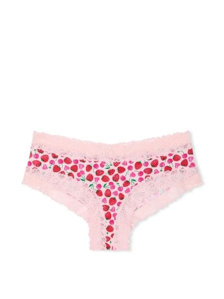 Трусики-чіки жіночі бавовняні з мереживом PINK Victoria's Secret Wink Lace-Trim Cheeky Panty рожеві 9se-2ef-hyb фото