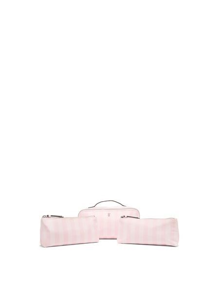 Косметичка розовая в полоску Victoria's Secret 3-Piece Makeup Bag 27003006 фото
