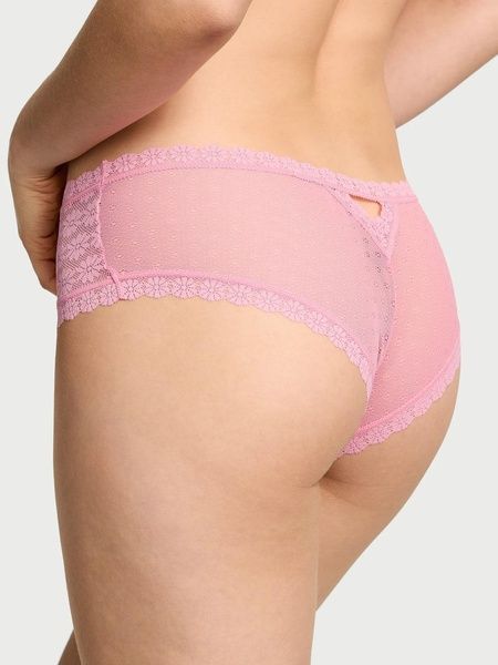 Трусики-чики женские кружевные Victoria's Secret Daisy Lace Cheeky Panty розовые etf-2up-2x0 фото