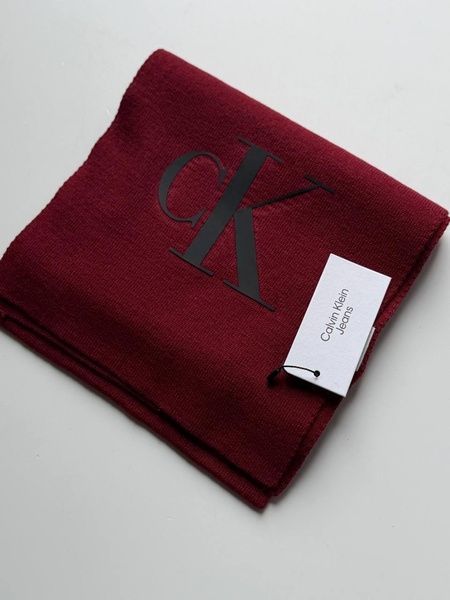 Шарф бордовый Calvin Klein Embroidered Monogram Logo Scarf c7c-308 фото