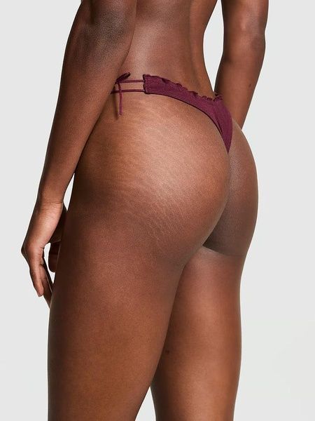 Трусики-стринги женские хлопковые PINK Victorias Secret Cotton Side-Tie V-String Panty бордовые wg3-tde-5dx фото