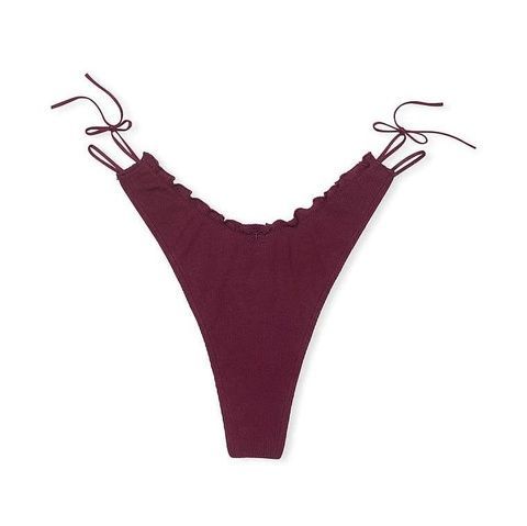 Трусики-стринги женские хлопковые PINK Victorias Secret Cotton Side-Tie V-String Panty бордовые wg3-tde-5dx фото