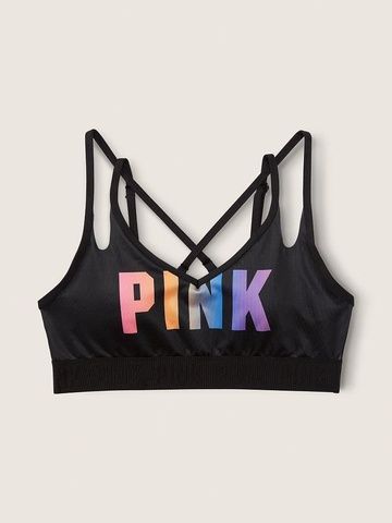 Спортивный топ с логотипом PINK Victoria's Secret Ultimate Lightly Lined черный 0000026 фото