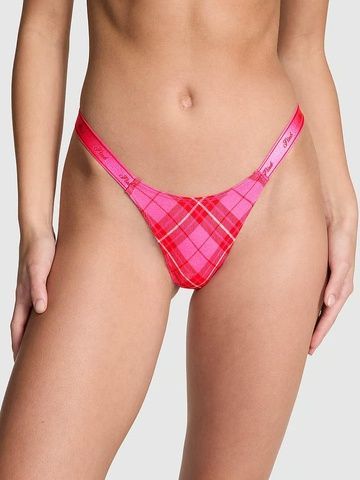 Трусики-стринги женские хлопковые PINK Victoria's Secret Logo Cotton Shine Micro Thong розовые 9o8-8wl-nlx фото