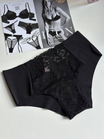 Трусики-чики женские бесшовные с кружевом PINK Victoria's Secret черные nht-rzg-54u фото
