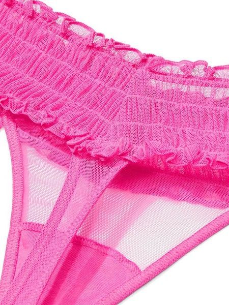 Трусики-стрінги жіночі мереживні Victoria's Secret Smocked Mesh Thong Panty рожеві mzv-m6x-oj0 фото