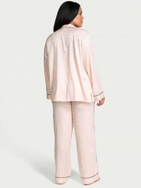 Пижама с блестками розовая (штаны+рубашка) Victoria's Secret Glazed Satin Dew Drop Long Pajama Set uo8-x6z-w69 фото