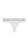Трусики-стринги женские хлопковые с логотипом Victoria's Secret Logo Cotton Thong Panty белые dfp-bpf-ec2 фото 2