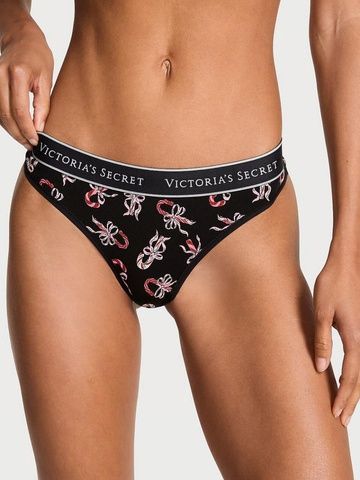 Трусики-стринги женские хлопковые Victoria's Secret Stretch Cotton Bikini Panty черные cx6-egd-5ie фото