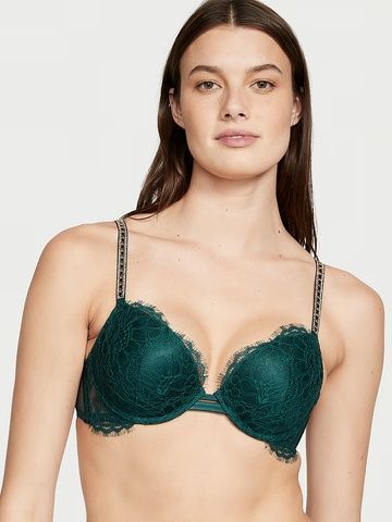 Бюстгальтер с пуш-ап Victoria's Secret Shine Strap Lace Push-Up Bra зеленый u0p-8fj-gli фото