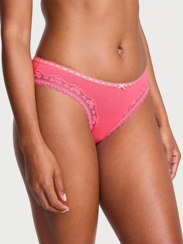 Трусики-бикини женские хлопковые Victoria's Secret Stretch Cotton Bikini Panty коралловые  yj4-rwm-lgg фото