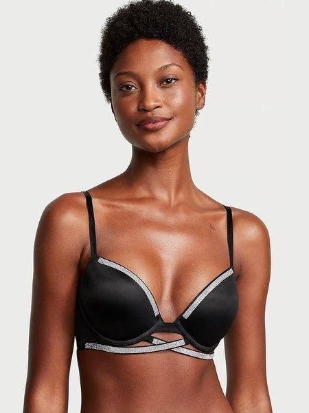 Бюстгальтер з пуш-ап Victoria's Secret Cradle Shine Strap Push-Up Bra чорний cu3-cvq-16r фото