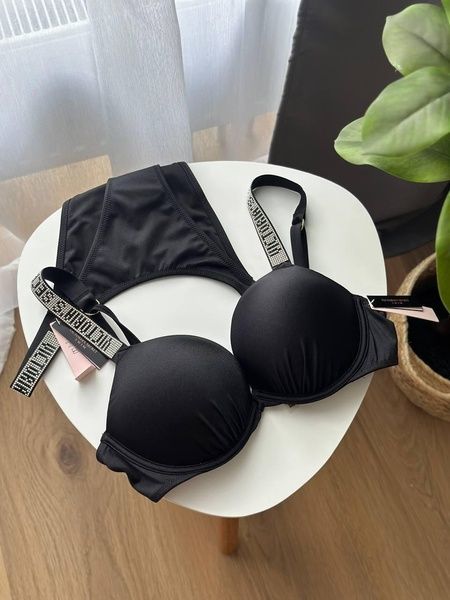 Купальник со стразами Victoria's Secret (трусы М+бюстгальтер 34С) черный 808-b9c фото