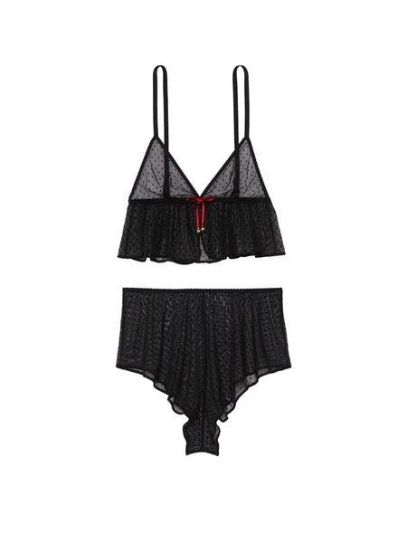 Піжама шорти + топ чорна Victoria's Secret Jingle Bells Mesh Cami Set sn7-mal-1y3 фото