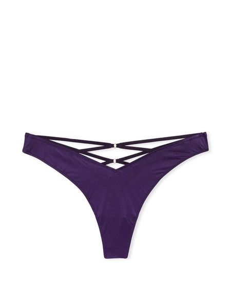Трусики-стрінги жіночі люксові Victoria's Secret Strappy Back High-Leg Thong Panty фіолетові njn-7p3-la1 фото