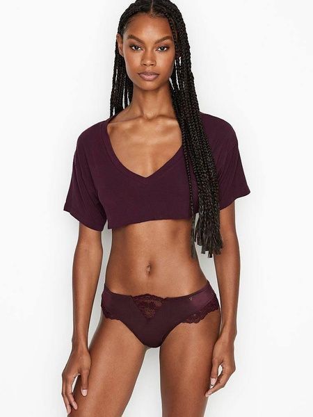 Трусики-стринги женские люксовые Victoria's Secret бордовые b5t-cyn-atk фото