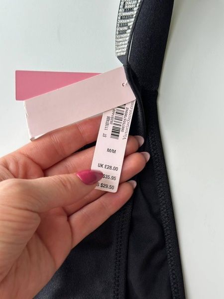 Купальник со стразами Victoria's Secret (трусы М+бюстгальтер 34С) черный 808-b9c фото