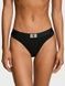 Трусики-стрінги жіночі бавовняні з лого Victoria's Secret Logo Cotton Shine Patch Thong Panty чорні ka9-80y-og3 фото 1