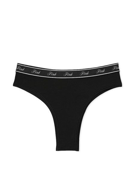 Трусики-бразиліана жіночі PINK Victoria's Secret Logo Cotton Brazilian Panty чорні s38-mia-p3o фото