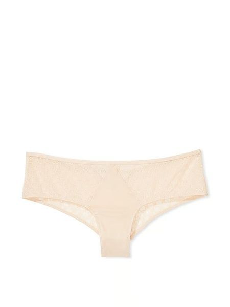 Трусики-чики женские люксовые Victoria's Secret Icon Lace Cheeky Panty светло-бежевые 9iq-qh4-zyq фото