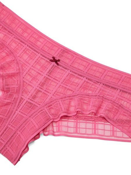Трусики-чики жіночі мереживні Victoria's Secret Plaid Lace Cheeky Panty рожеві kcg-vmm-pyt фото