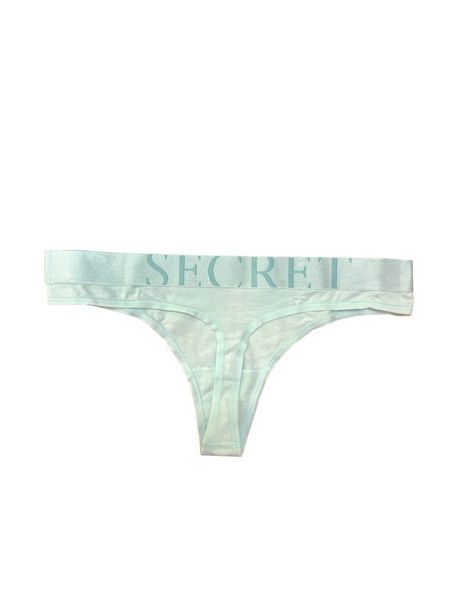 Трусики-стринги жіночі бавовняні з логотипом Victoria's Secret Exploded Logo Cotton Thong блакитні  ehb-1c3-8it фото