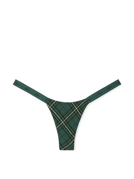 Трусики-стринги женские хлопковые PINK Victoria's Secret Logo Cotton Shine Micro Thong зеленые xtg-orm-3hm фото