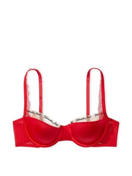 Бюстгальтер Victoria's Secret Smooth Logo Embroidery Lightly Lined Balconette Bra красный 3j2-ya1-ljs фото