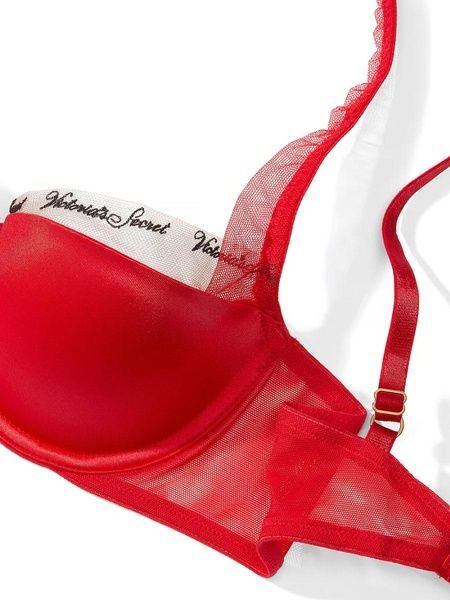 Бюстгальтер Victoria's Secret Smooth Logo Embroidery Lightly Lined Balconette Bra красный 3j2-ya1-ljs фото