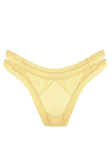 Трусики-бразилиана женские кружевные Victoria's Secret Daisy Lace Brazilian Panty желтые 5g5-t55-b5b фото
