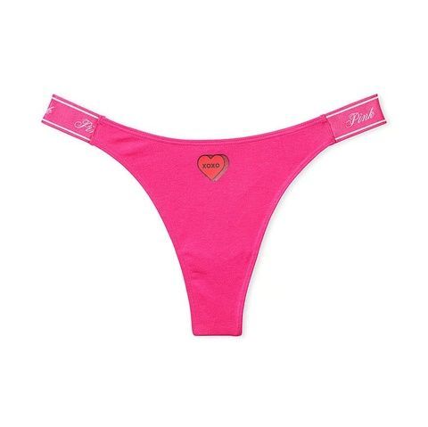 Трусики-стринги женские хлопковые PINK Victoria's Secret Logo Cotton High-Leg Thong рзовые xed-s7f-4z5 фото
