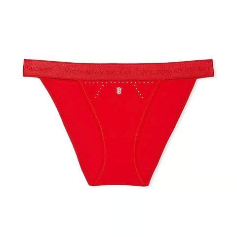 Трусики-бикини женские эластичные Victoria's Secret Cotton Micro Shine Tanga Panty Panty красные yo2-5hi-nwn фото