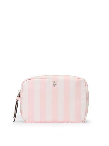 Косметичка мини розовая в полоску Victoria's Secret Shine Logo Travel Makeup Bag 26979299 фото