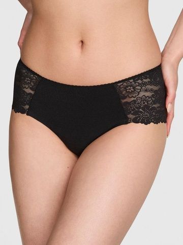 Трусики-чики женские бесшовные с кружевом PINK Victoria's Secret No-Show Cheeky черные sxg-fi0-znr фото