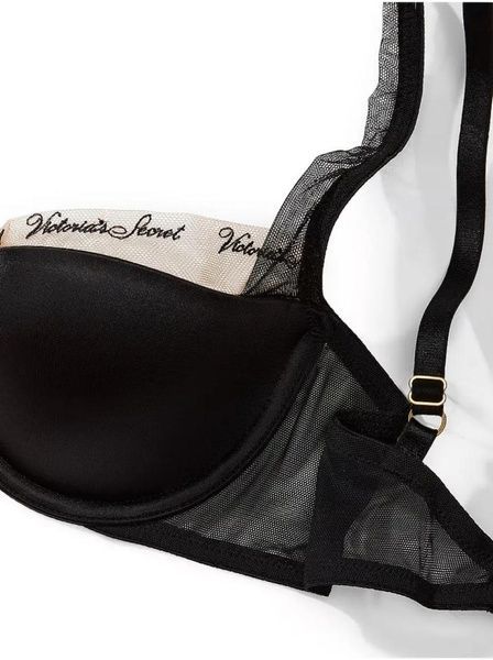 Бюстгальтер Victoria's Secret Smooth Logo Embroidery Lightly Lined Balconette Bra чорний 9hu-sl1-a5w фото