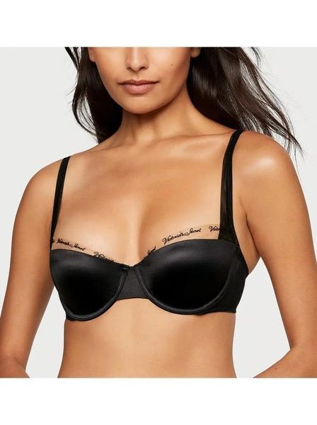 Бюстгальтер Victoria's Secret Smooth Logo Embroidery Lightly Lined Balconette Bra чорний 9hu-sl1-a5w фото