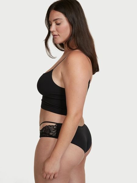 Трусики-чики женские люксовые Victoria's Secret Strappy Lace Cheeky Panty черные ail-897-d68 фото